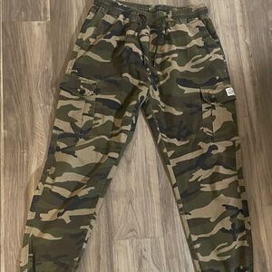 Kids Camouflage Cargo Jogger Pants - Olive Camo